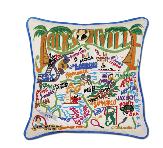Jacksonville Hand - Embroidered Pillow - Veranda Cafe & Mercantile