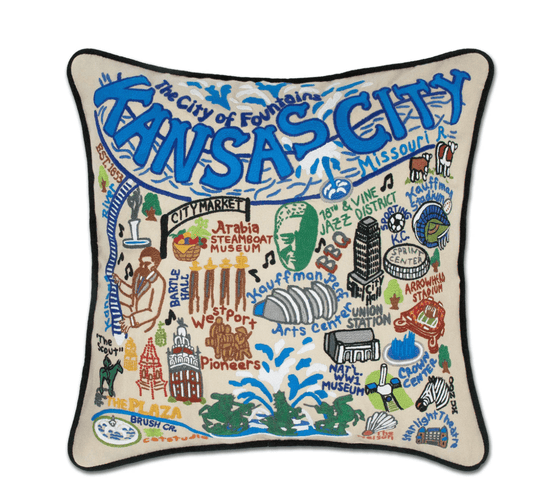 Kansas City Hand - Embroidered Pillow - Veranda Cafe & Mercantile