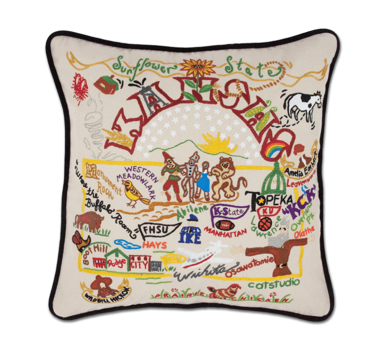 Kansas Hand - Embroidered Pillow - Veranda Cafe & Mercantile