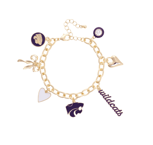 Kansas State Wildcats Enamel Icons Charm Bracelet - Veranda Cafe & Mercantile
