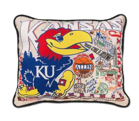 Kansas, University of Embroidered Pillow - Veranda Cafe & Mercantile