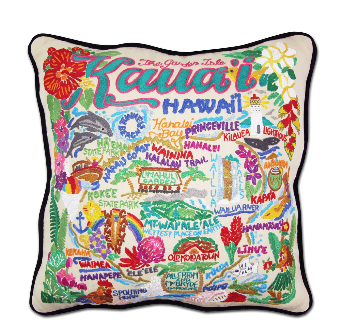 Kauai Hand - Embroidered Pillow - Veranda Cafe & Mercantile