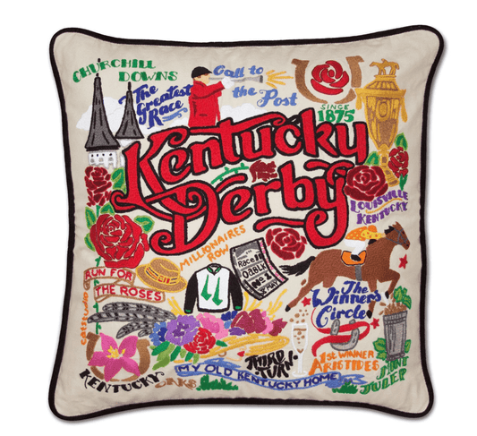 Kentucky Derby Hand - Embroidered Pillow - Veranda Cafe & Mercantile