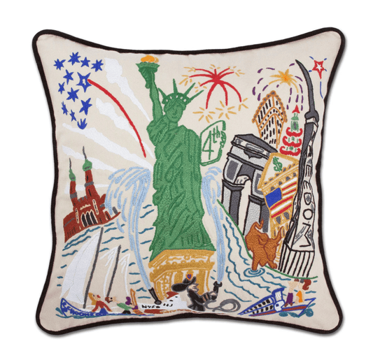 Lady Liberty Hand - Embroidered Pillow - Veranda Cafe & Mercantile