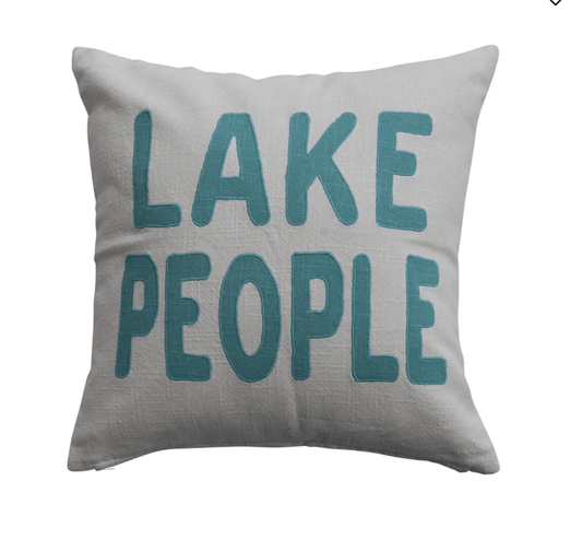 Lake People Embroidered Pillow - Veranda Cafe & Mercantile