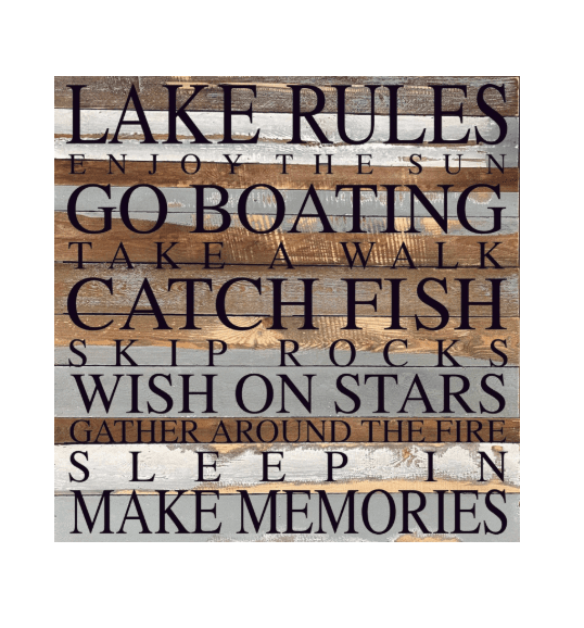 Lake Rules Reclaimed Wood Sign - Veranda Cafe & Mercantile