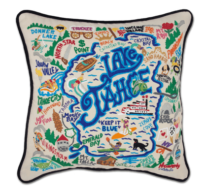 Lake Tahoe Hand - Embroidered Pillow - Veranda Cafe & Mercantile