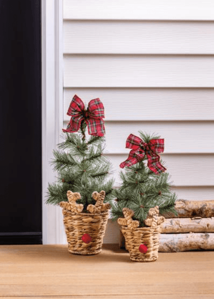 Large Reindeer Basket Fraser Fir Tree - Veranda Cafe & Mercantile