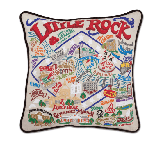 Little Rock Hand - Embroidered Pillow - Veranda Cafe & Mercantile