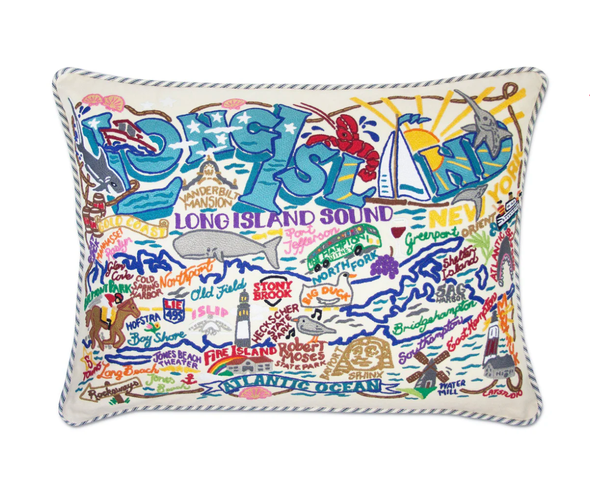 Long Island Hand - Embroidered Pillow - Veranda Cafe & Mercantile
