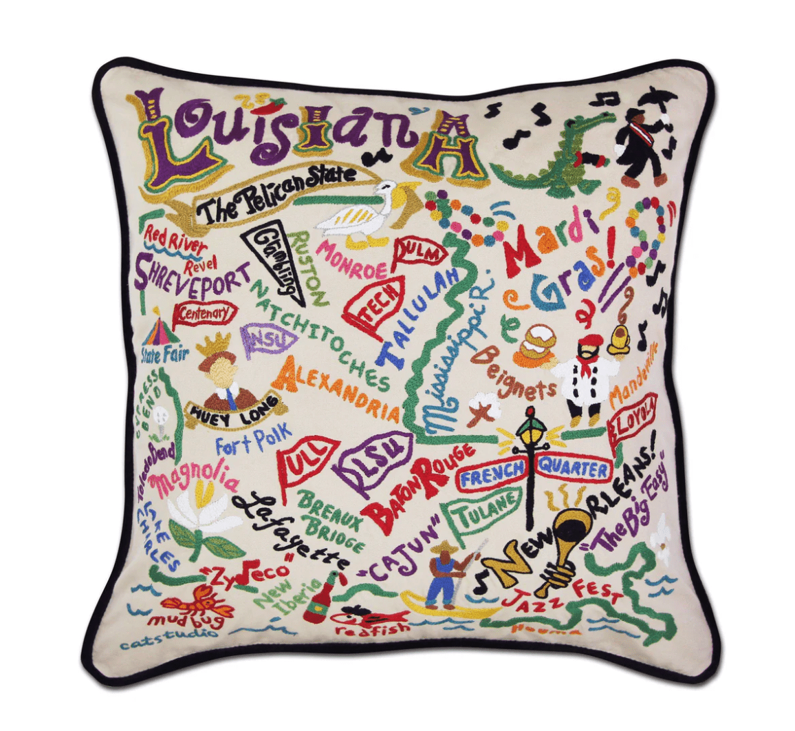 Louisiana Hand - Embroidered Pillow - Veranda Cafe & Mercantile