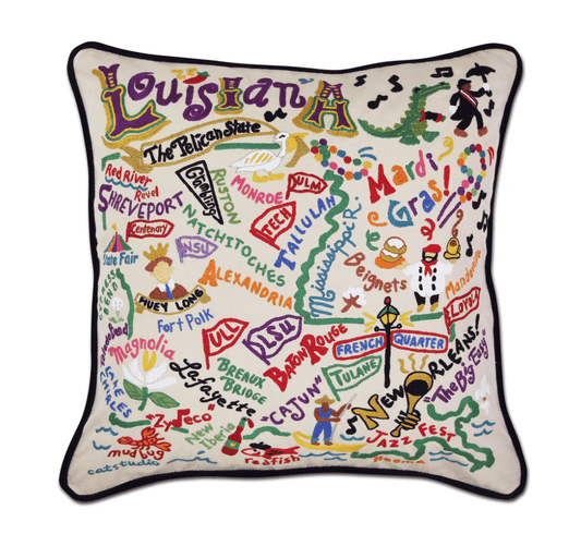 Louisiana Hand - Embroidered Pillow - Veranda Cafe & Mercantile