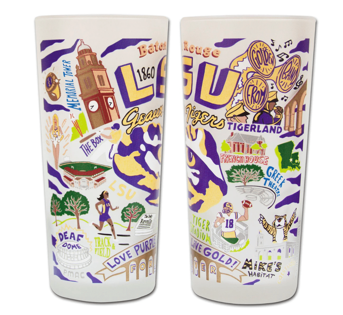 Louisiana State University (LSU) Drinking Glass Set - Veranda Cafe & Mercantile