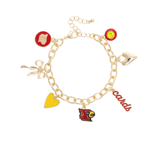 Louisville Cardinals Enamel Icons Charm Bracelet - Veranda Cafe & Mercantile