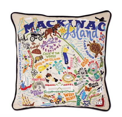 Mackinac Island Hand - Embroidered Pillow - Veranda Cafe & Mercantile