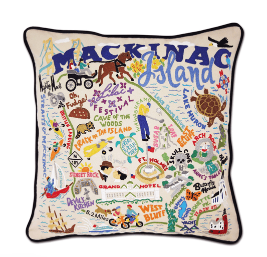 Mackinac Island Hand - Embroidered Pillow - Veranda Cafe & Mercantile