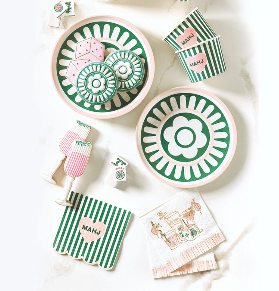 Mahjong Melamine Appetizer Plates - Set of 4 - Veranda Cafe & Mercantile