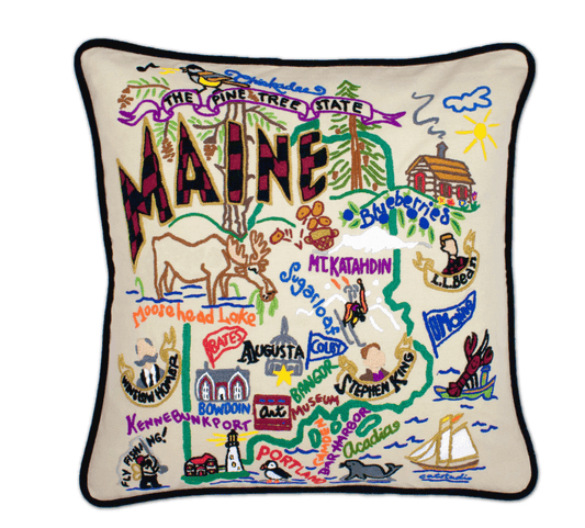 Maine Hand - Embroidered Pillow - Veranda Cafe & Mercantile