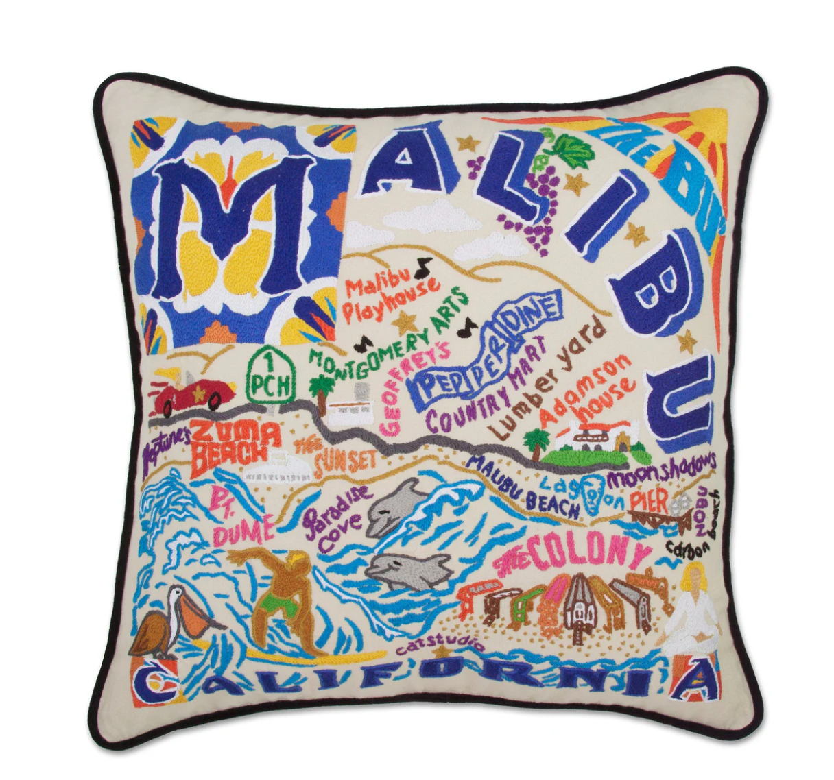 Malibu Hand - Embroidered Pillow - Veranda Cafe & Mercantile