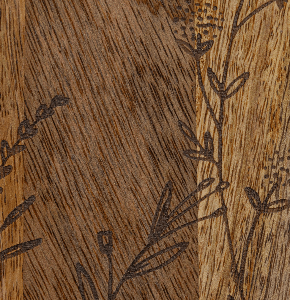 Mango Wood Cheese/Serving Board with Laser Etched Botanicals - Veranda Cafe & Mercantile