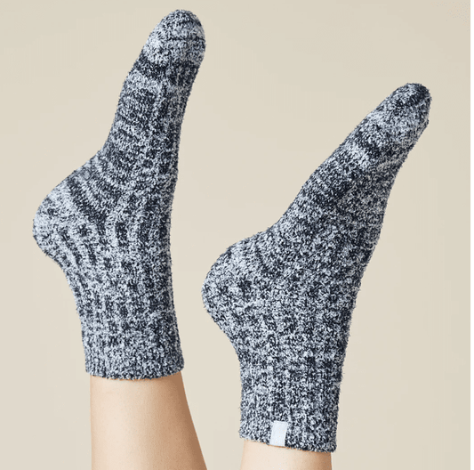 Marshmallow Crew Socks - Black - Veranda Cafe & Mercantile