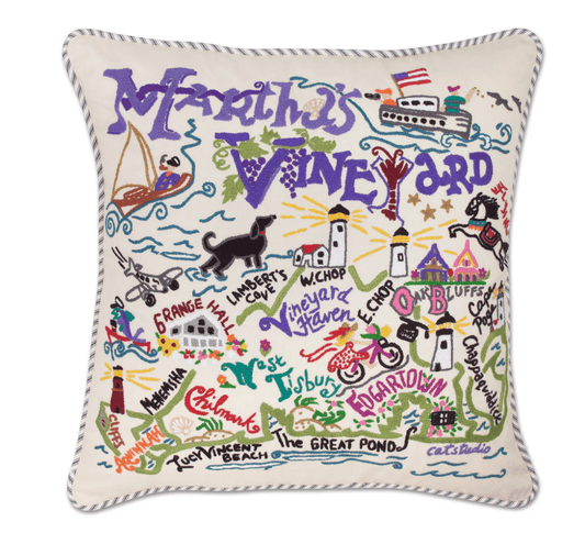 Martha's Vineyard Hand - Embroidered Pillow - Veranda Cafe & Mercantile