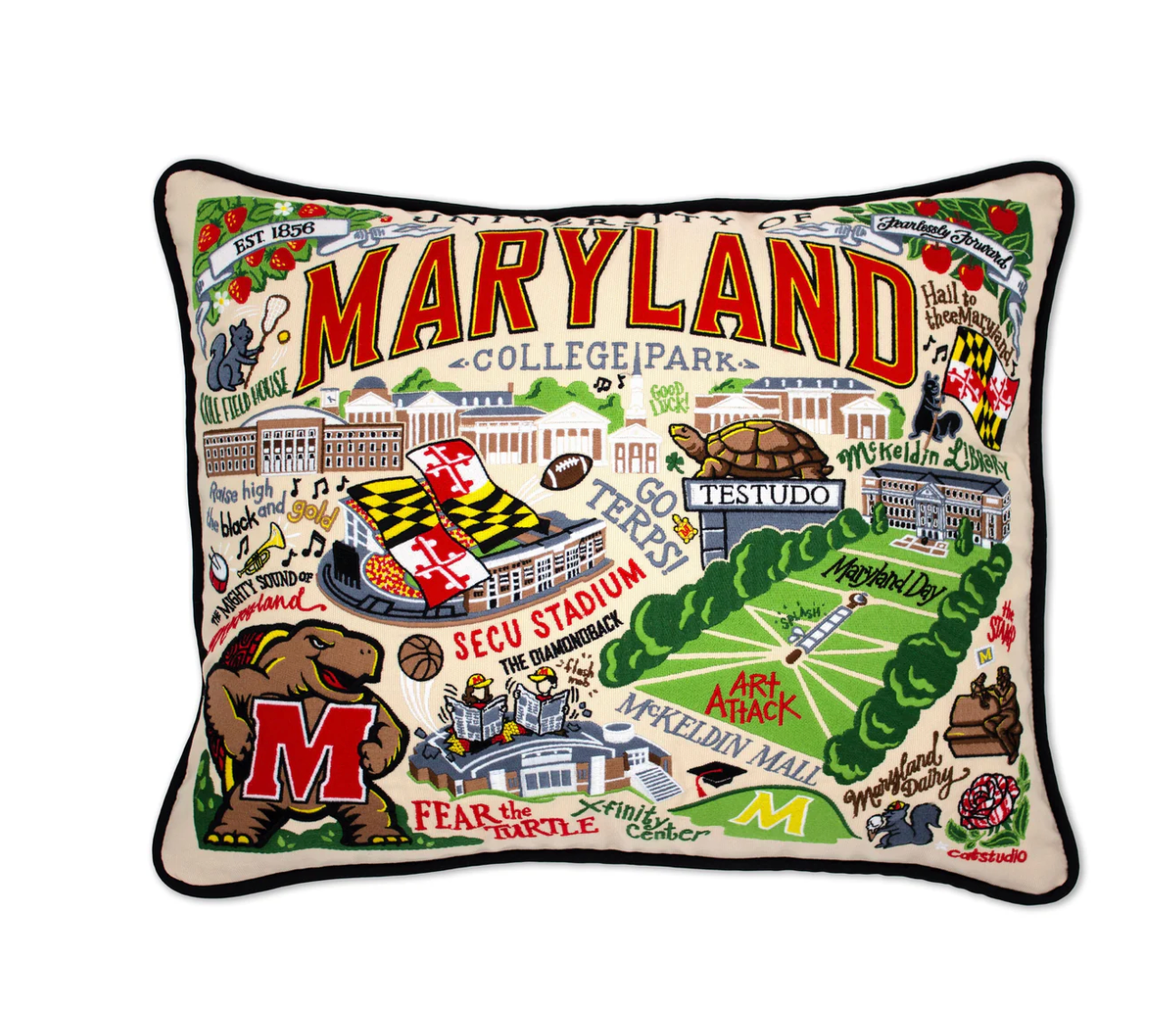 Maryland, University of Embroidered Pillow - Veranda Cafe & Mercantile