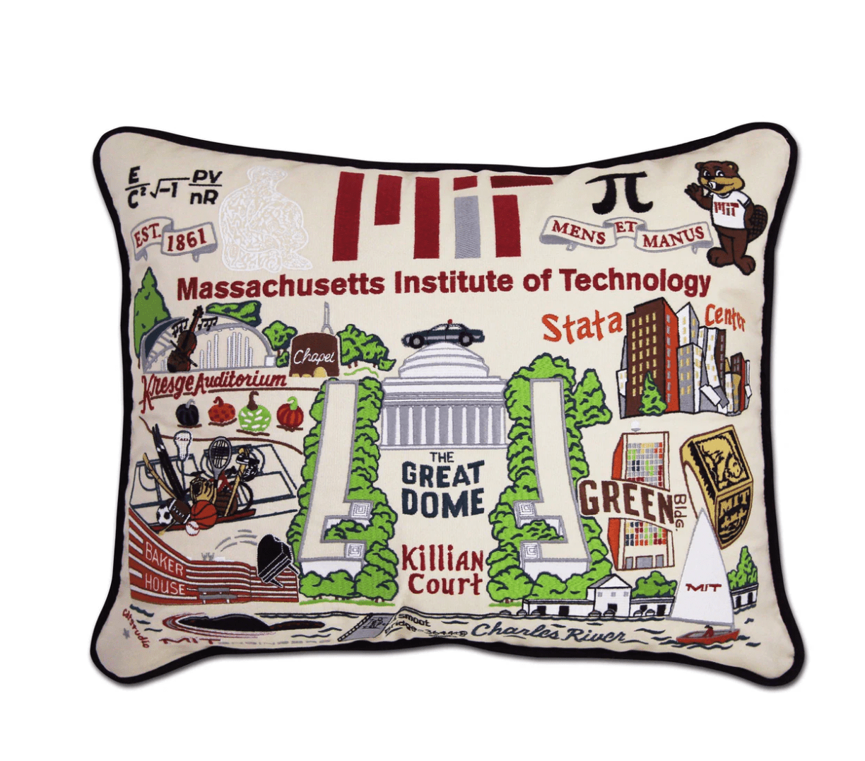 Massachusetts Institute of Technology (MIT) Embroidered Pillow - Veranda Cafe & Mercantile