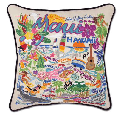 Maui Hand - Embroidered Pillow - Veranda Cafe & Mercantile