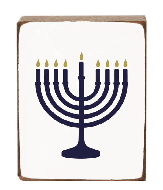 Menorah Decorative Wooden Block - Veranda Cafe & Mercantile