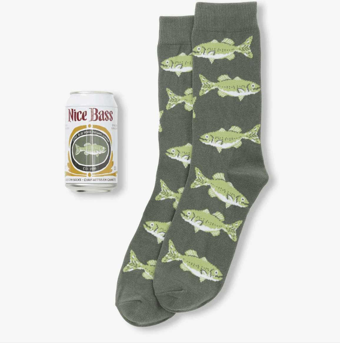 Men's Nice Bass Beer Can Socks - Veranda Cafe & Mercantile