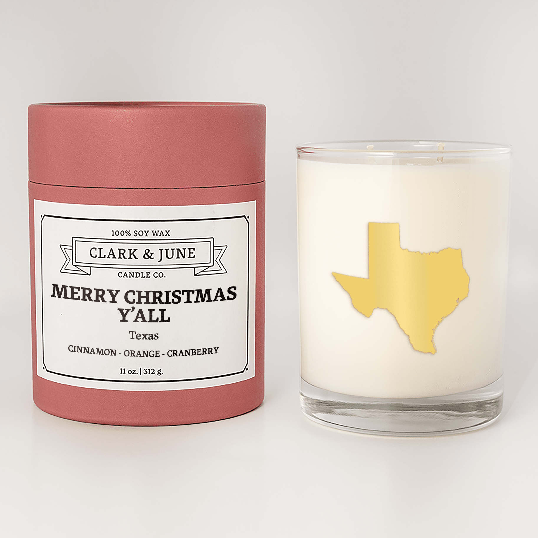 Merry Christmas Y'All 11oz Soy Holiday Candle - Texas - Veranda Cafe & Mercantile