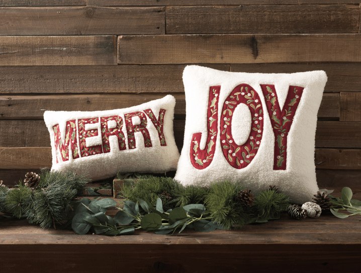 Merry Sherpa Embroidered Pillow - Veranda Cafe & Mercantile