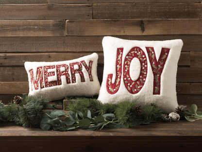 Merry Sherpa Embroidered Pillow - Veranda Cafe & Mercantile