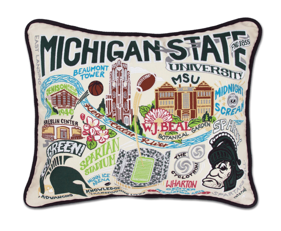 Michigan State University Embroidered Pillow - Veranda Cafe & Mercantile