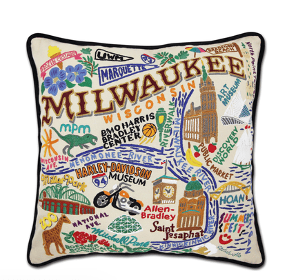Milwaukee Hand - Embroidered Pillow - Veranda Cafe & Mercantile