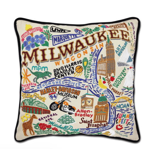 Milwaukee Hand - Embroidered Pillow - Veranda Cafe & Mercantile