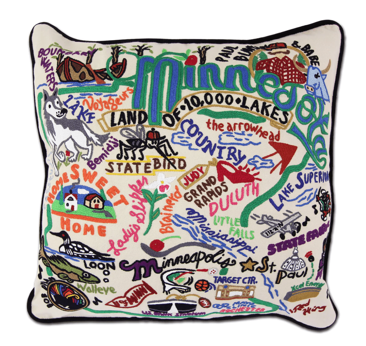 Minnesota Hand - Embroidered Pillow - Veranda Cafe & Mercantile