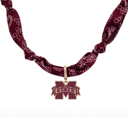 Mississippi State Bulldogs Logo Bandana Scarf Necklace - Veranda Cafe & Mercantile
