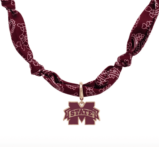 Mississippi State Bulldogs Logo Bandana Scarf Necklace - Veranda Cafe & Mercantile
