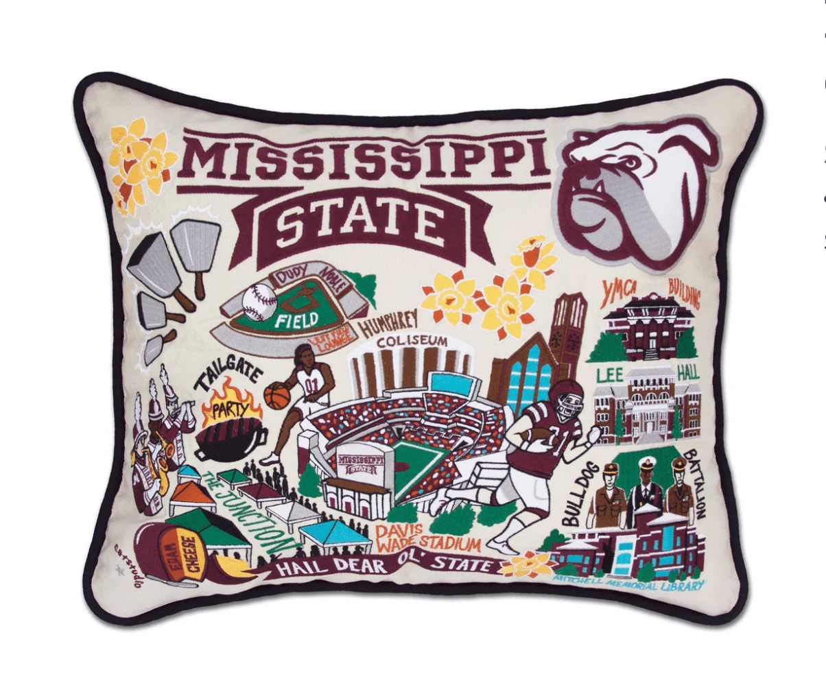 Mississippi State University Embroidered Pillow - Veranda Cafe & Mercantile