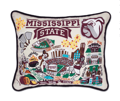 Mississippi State University Embroidered Pillow - Veranda Cafe & Mercantile