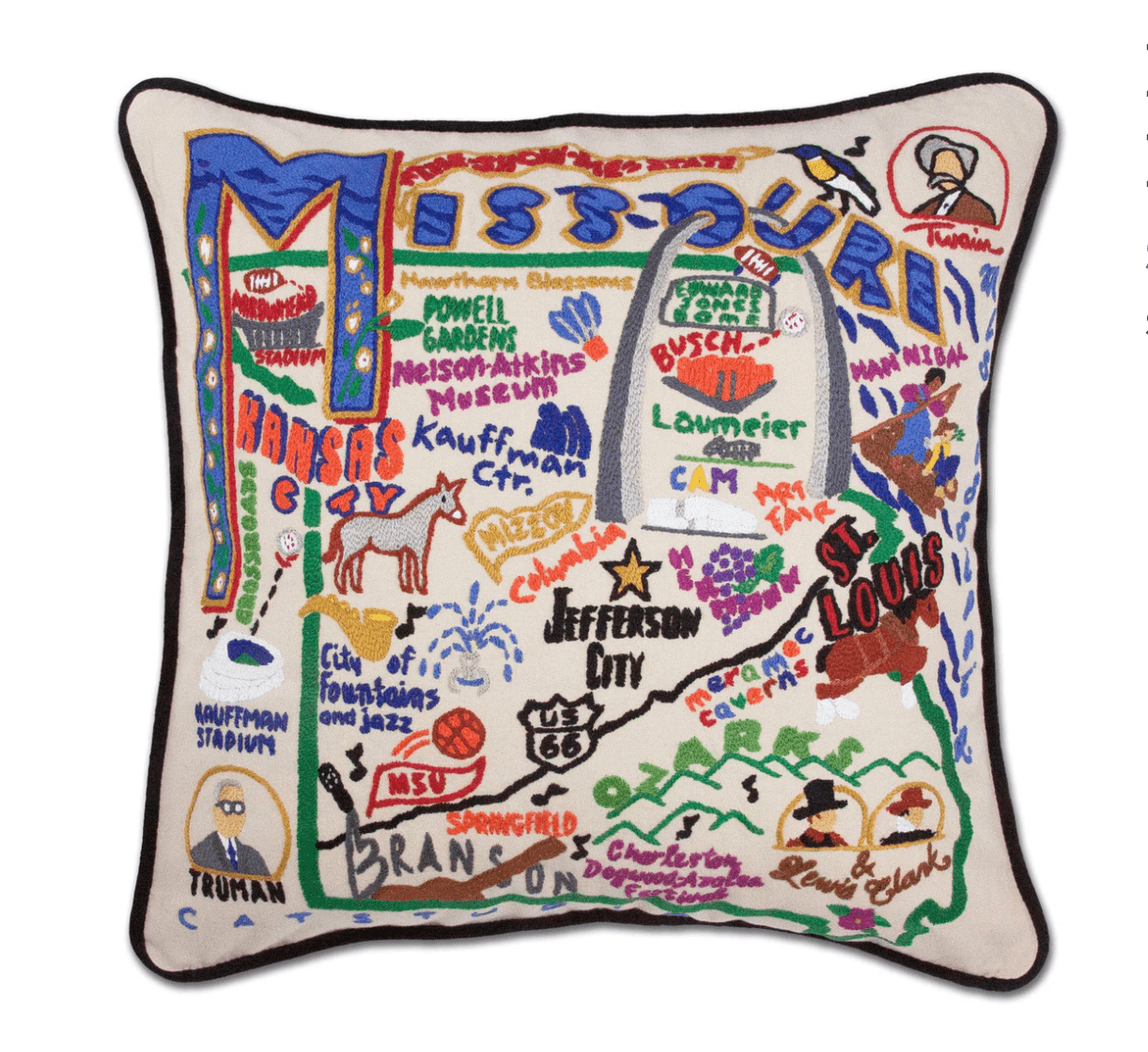 Missouri Hand - Embroidered Pillow - Veranda Cafe & Mercantile