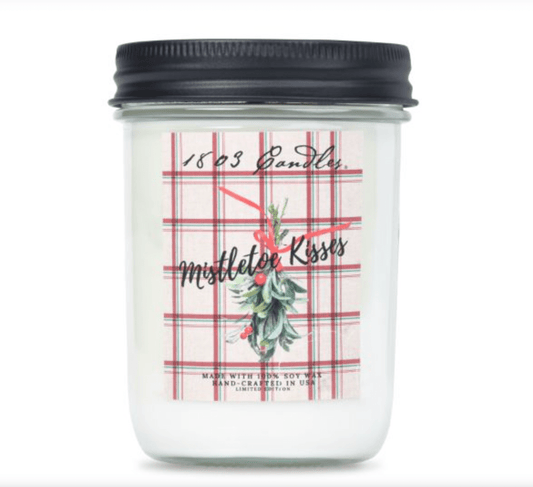 Mistletoe Kisses Soy Candle – Limited Edition 14 oz. Plaid Jar - Veranda Mercantile