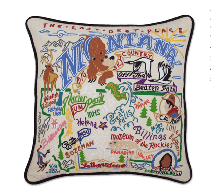 Montana Hand - Embroidered Pillow - Veranda Cafe & Mercantile