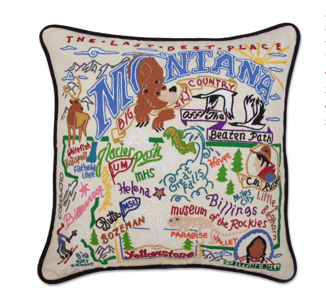 Montana Hand - Embroidered Pillow - Veranda Cafe & Mercantile