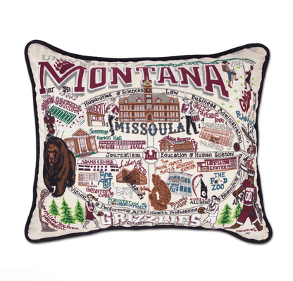Montana, University of Embroidered Pillow - Veranda Cafe & Mercantile