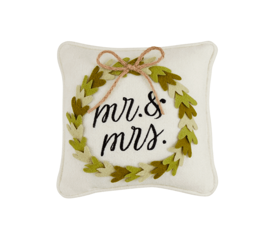Mr. & Mrs. Mini Wedding Felt Pillow - Veranda Cafe & Mercantile