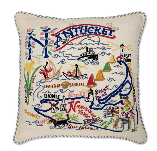 Nantucket Hand - Embroidered Pillow - Veranda Cafe & Mercantile