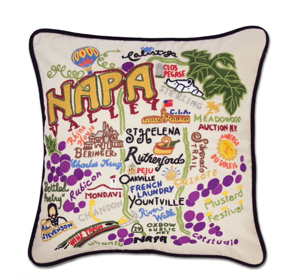 Napa Valley Hand - Embroidered Pillow - Veranda Cafe & Mercantile